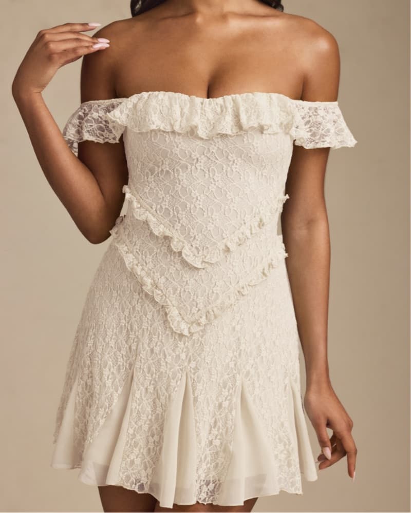 Oh Polly Ivory Lace Off-Shoulder Dress - Image 5