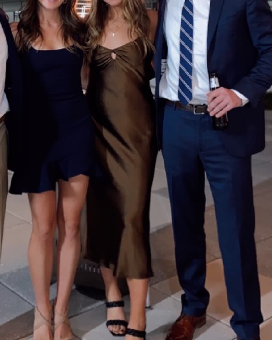 Brown Silky Midi Dress - Image 1