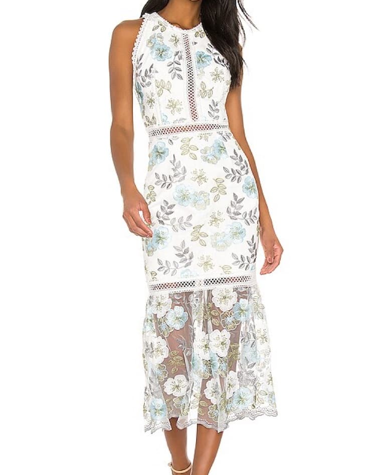 Penelope Floral Lace Midi Dress - Image 1