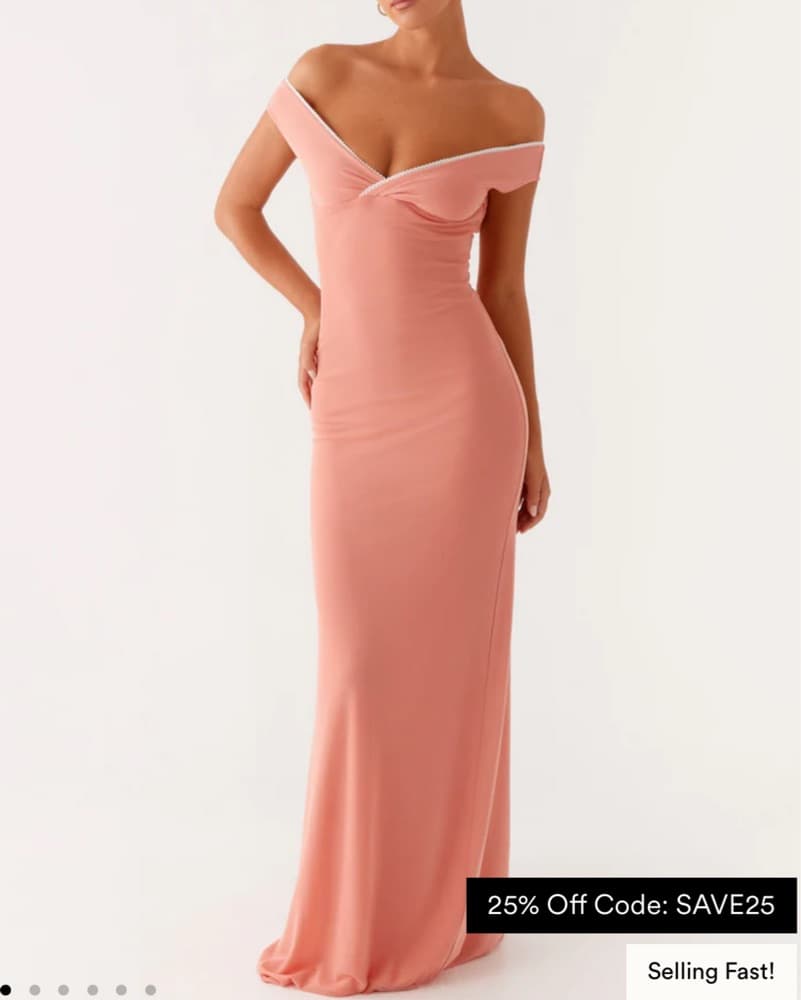 Off Shoulder Coral Dress - Image 1