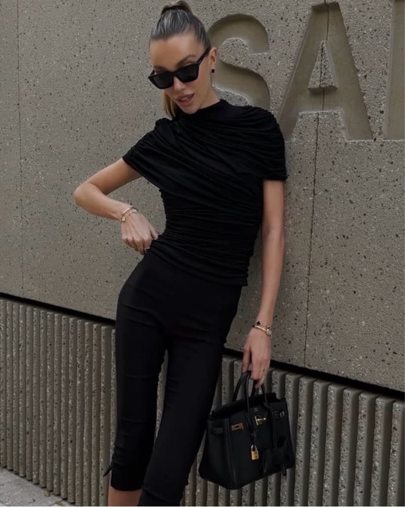 Heiress Draped Shoulder Top - Image 2