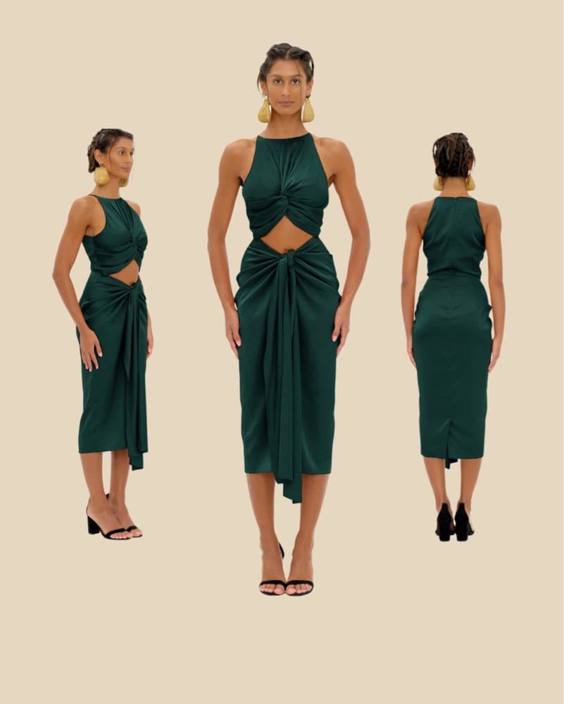 Andrea Iyamah Green Twist Midi Dress - Image 3