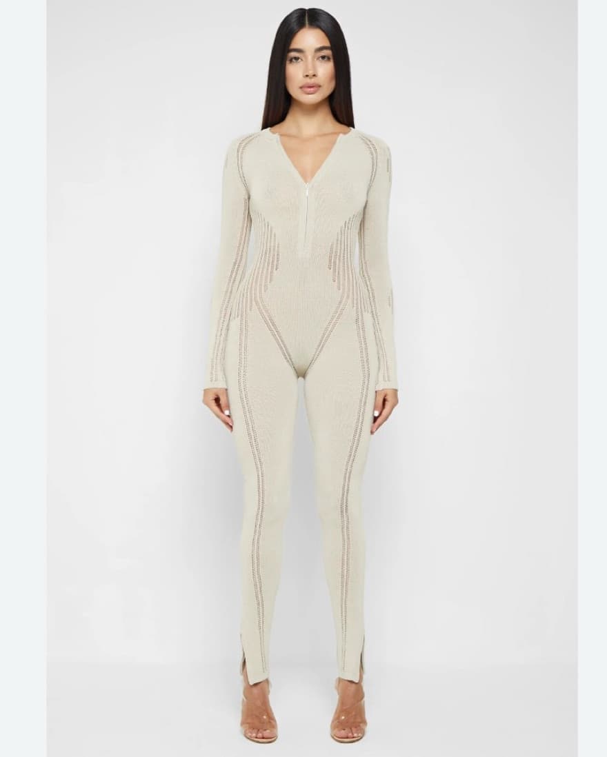 Maniere De Voir Beige Cutout Jumpsuit - Image 1