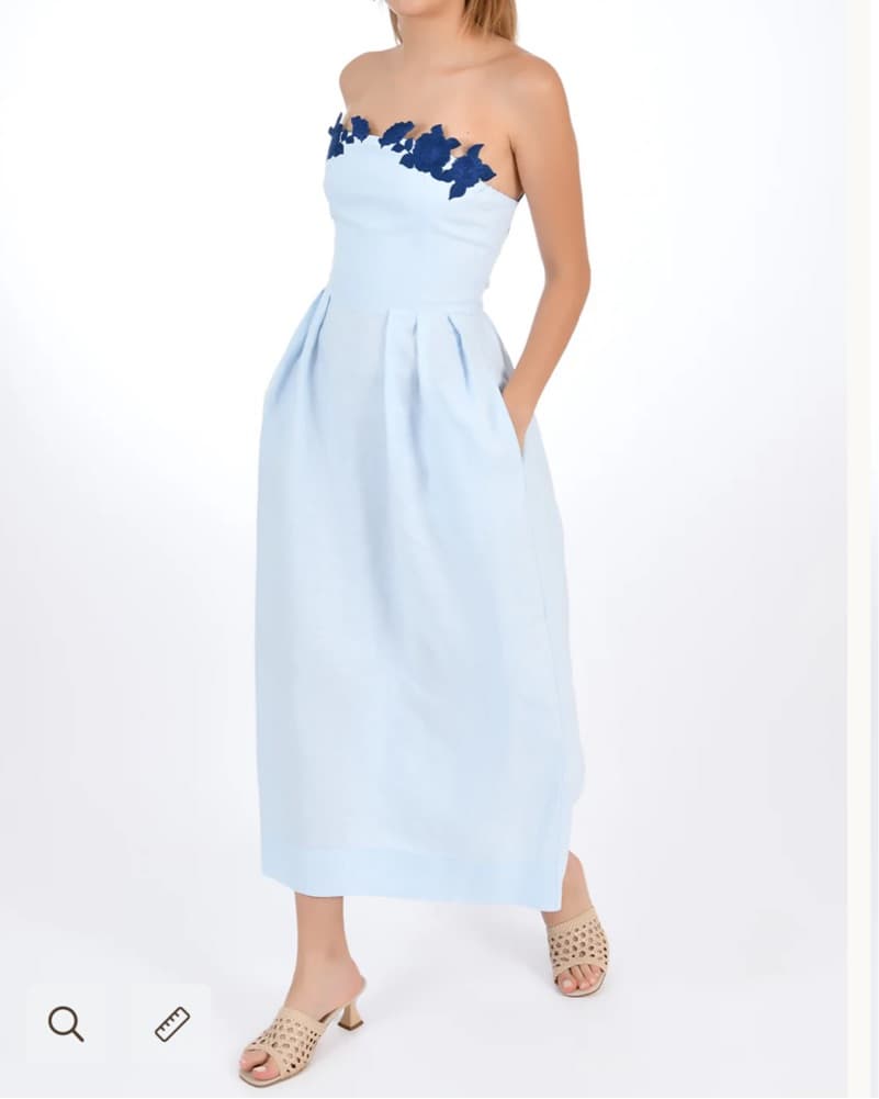 Fanm Mon Midi Dress W Floral Appliqué - Image 1