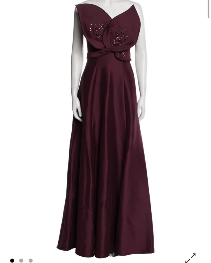 Beaded Petals Strapless Evening Gown - Image 2
