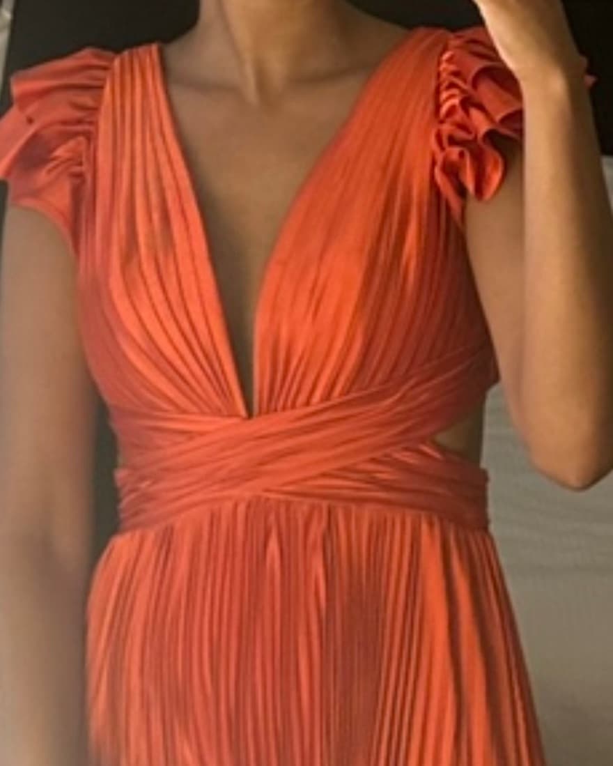 MAC DUGGAL PLEATED FLUTTER-SLEEVE DEEP-V - Image 4