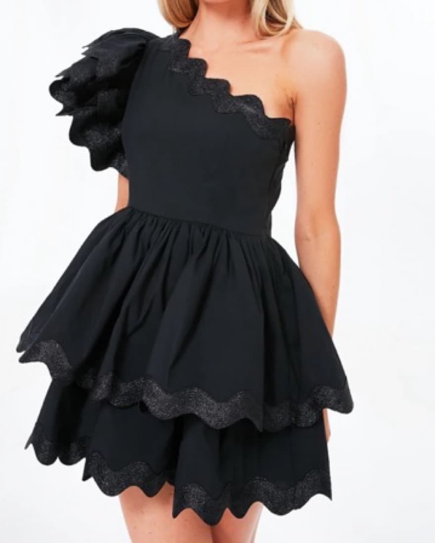 Celia B One Shoulder Black Lava Dress - Image 2