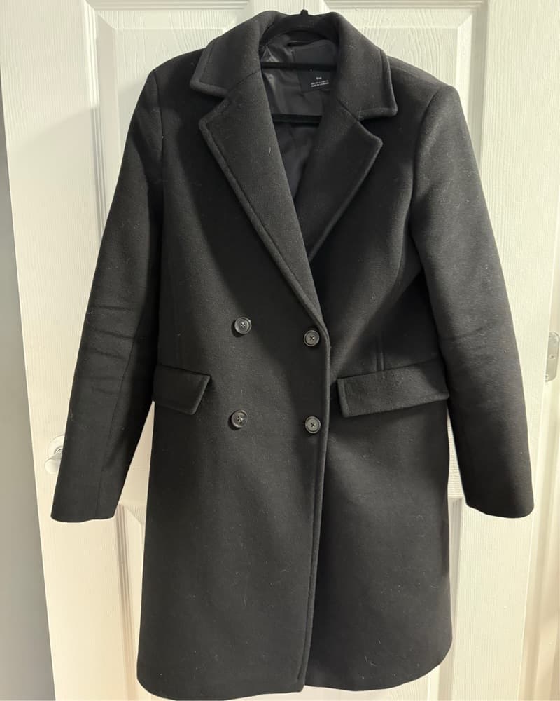 Black Wool Long Trench Coat - Image 1