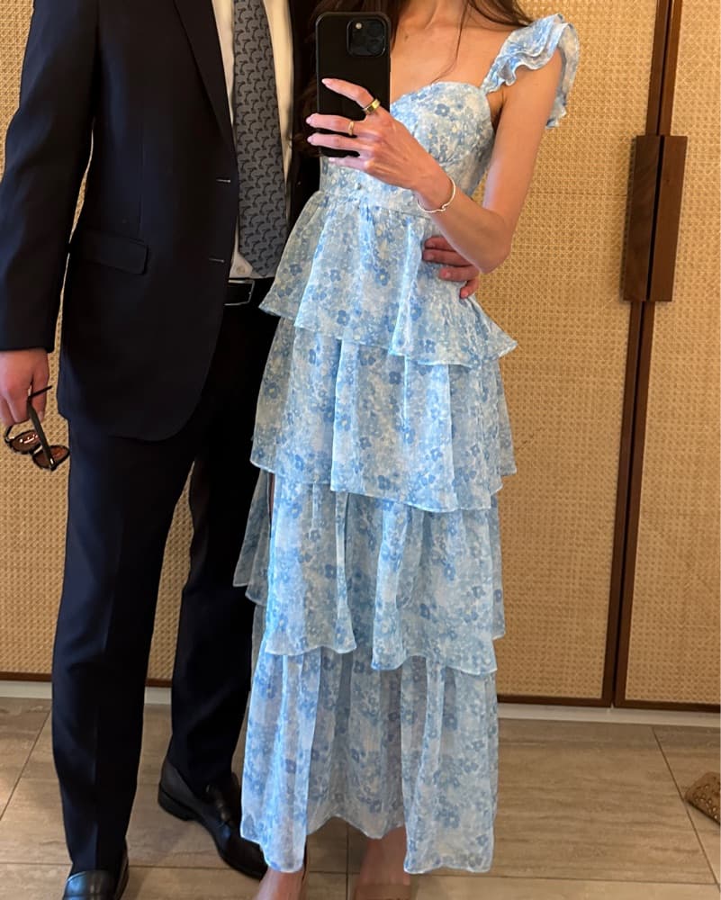 ASTR Midsummer Blue Floral Tiered Dress - Image 4