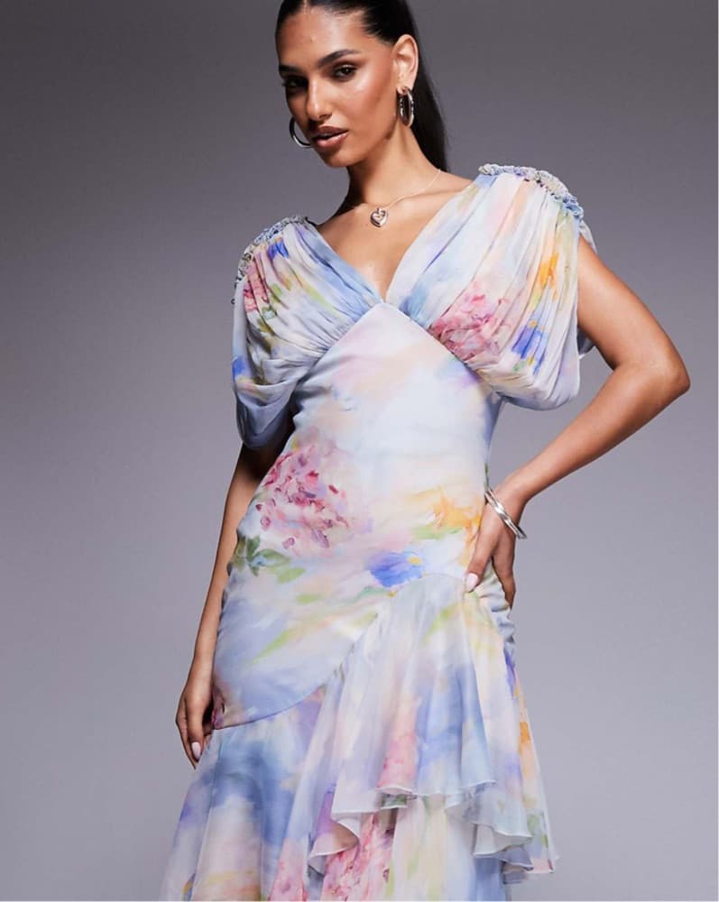 Colorful Floral Print Maxi Dress - Image 1