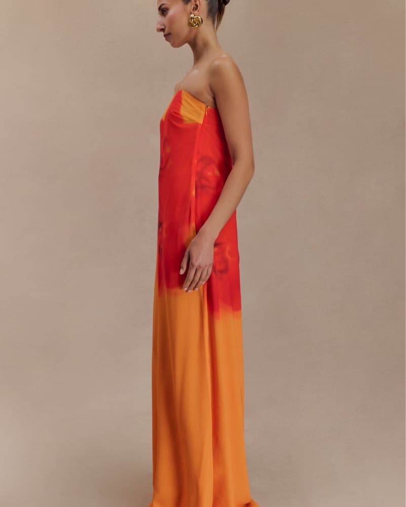 Orange And Red Floral Dress - Image 3