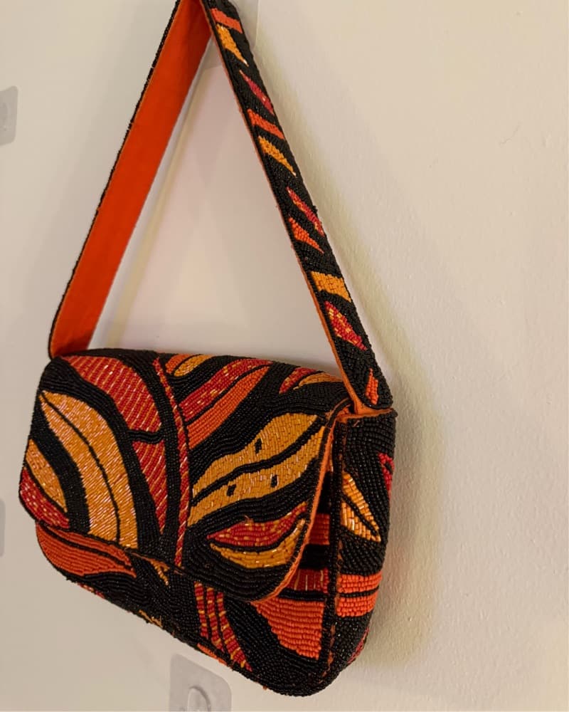 America And Beyond Orange Beaded Bag - Image 4