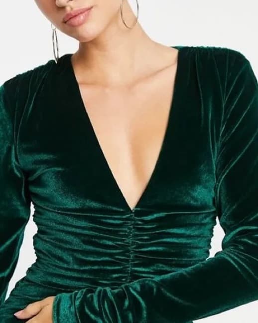 Rare London Velvet Plunge Ruched Midi - Image 2
