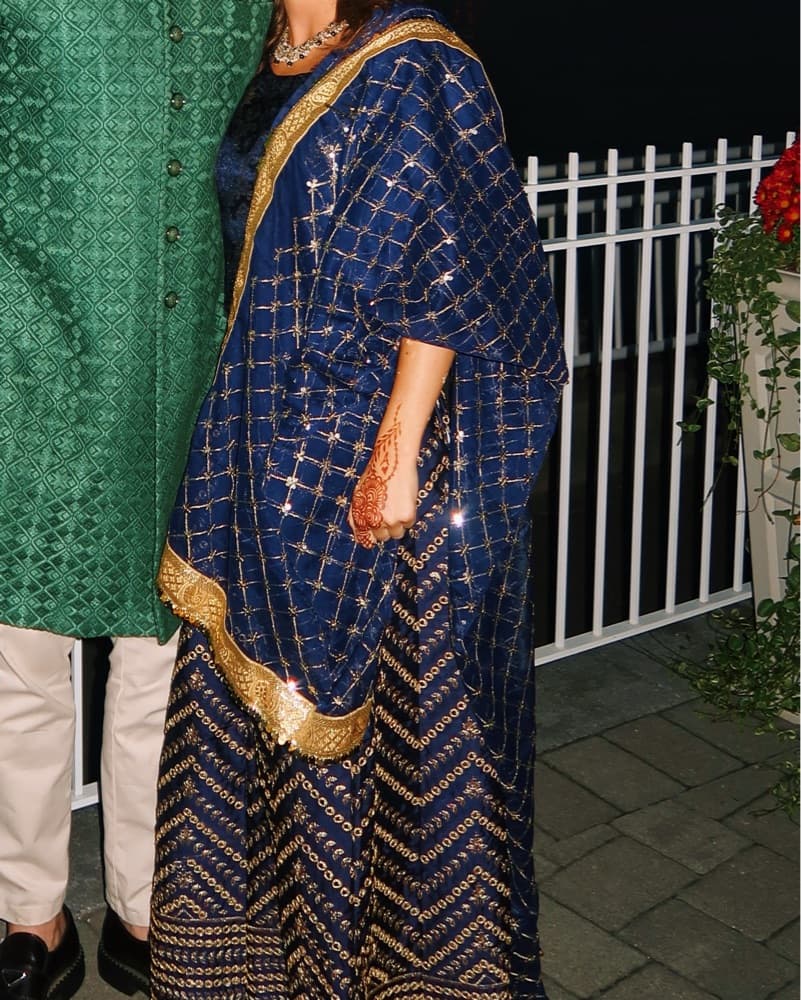 Navy/Gold Custom Lehenga & Dupatta - Image 5