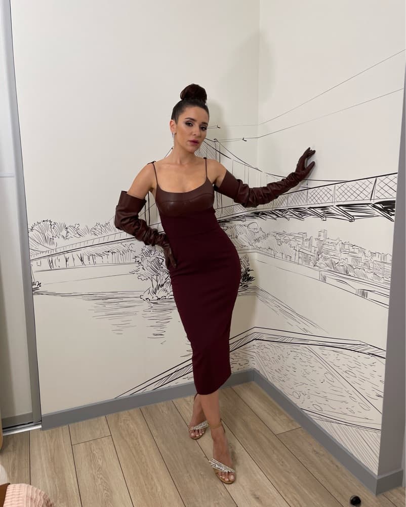 Leather Alluring Burgundy Maxi Dress - Image 1