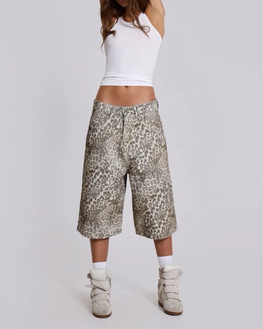 Jaded London Leopard Faded Jorts - Image 1