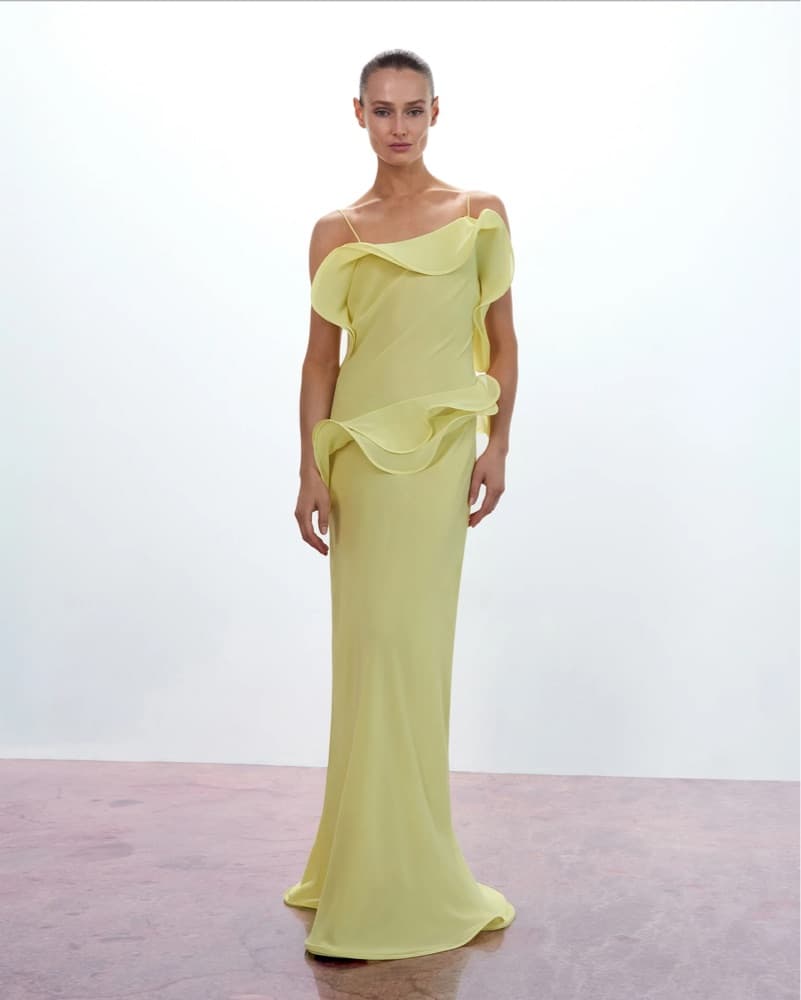 Stunning Yellow Ruffle Gown - Image 1