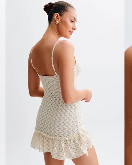Meshki Cupped Lace Mini Dress - Ivory - Image 2
