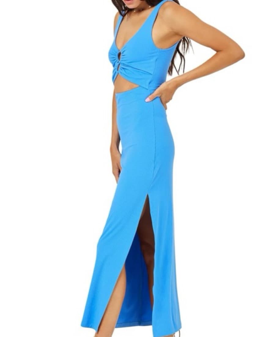 Flattering Blue Cutout Midi Dress - Image 3