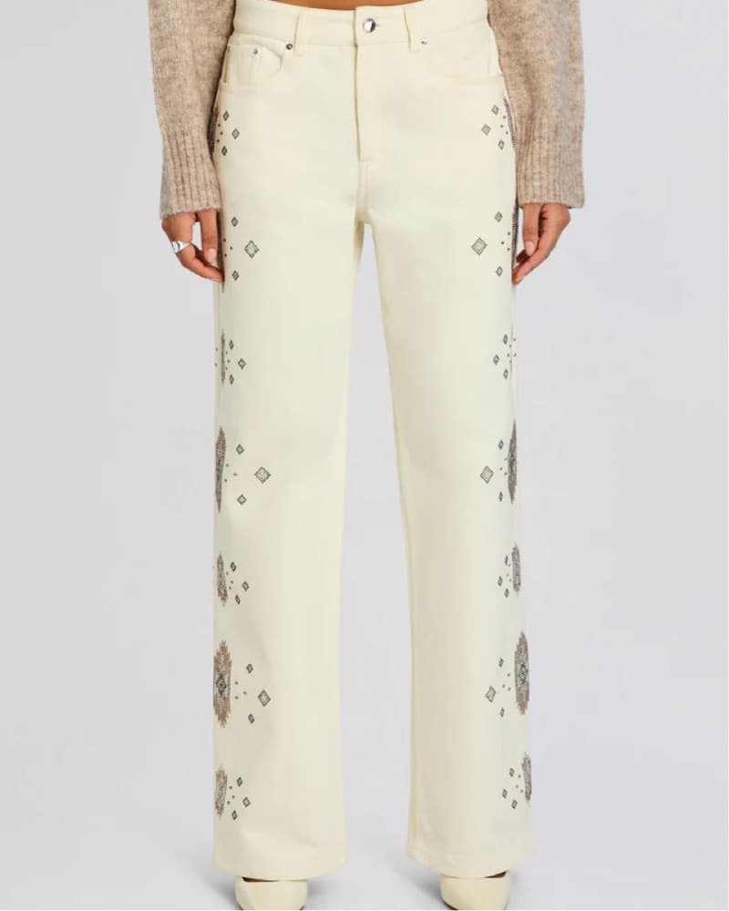 Retrofete Ivory Embellished Pants - Image 1