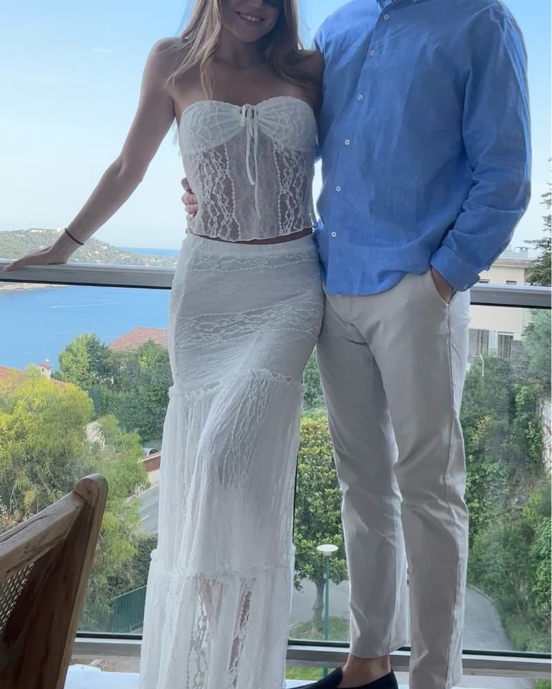 White Lace Strapless Top And Maxi skirt - Image 4