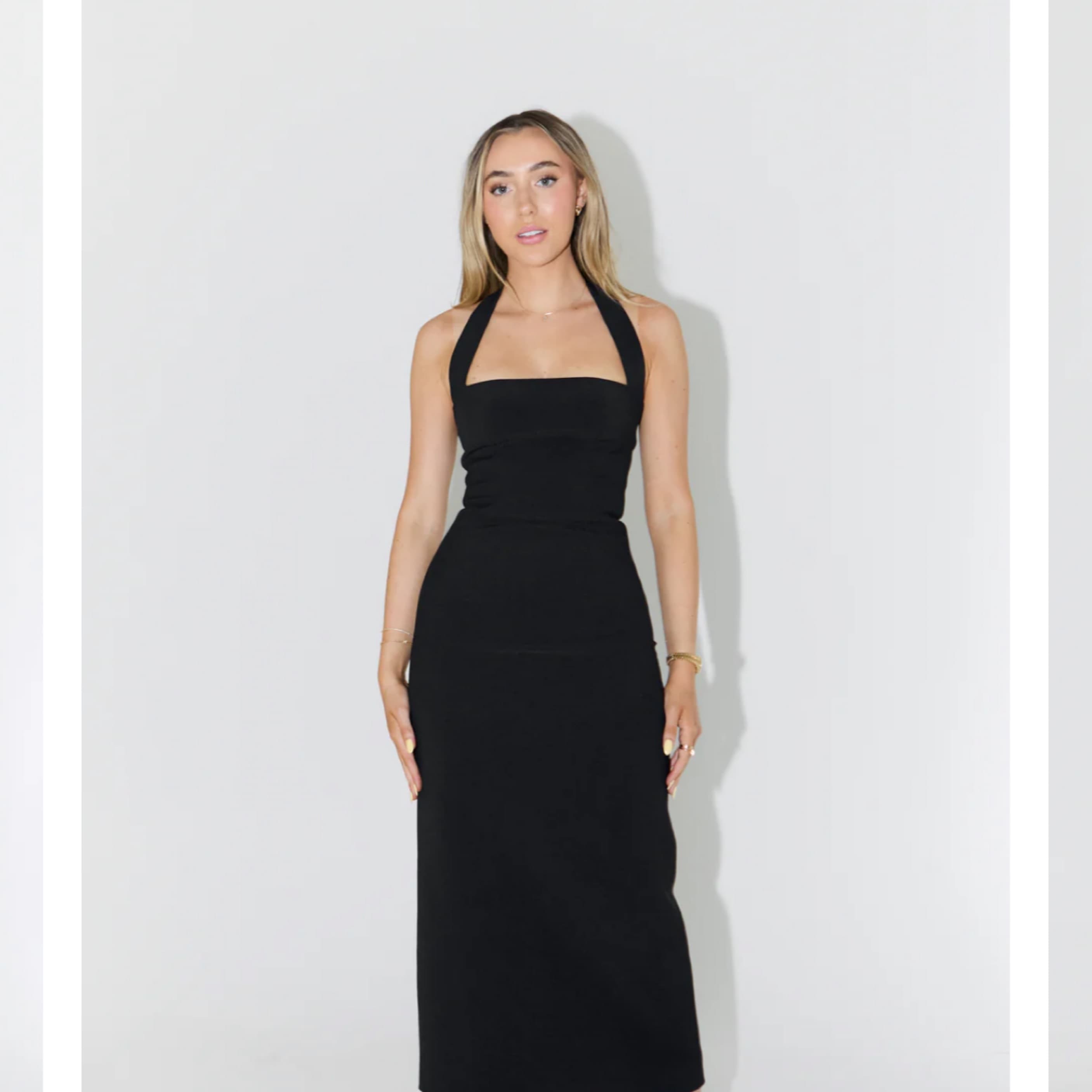 Odd Muse Halter Neck Midi Dress-navy/bla - Image 3
