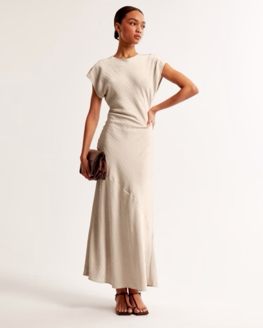 Short Sleeve Satin Maxi Dress - Image 1