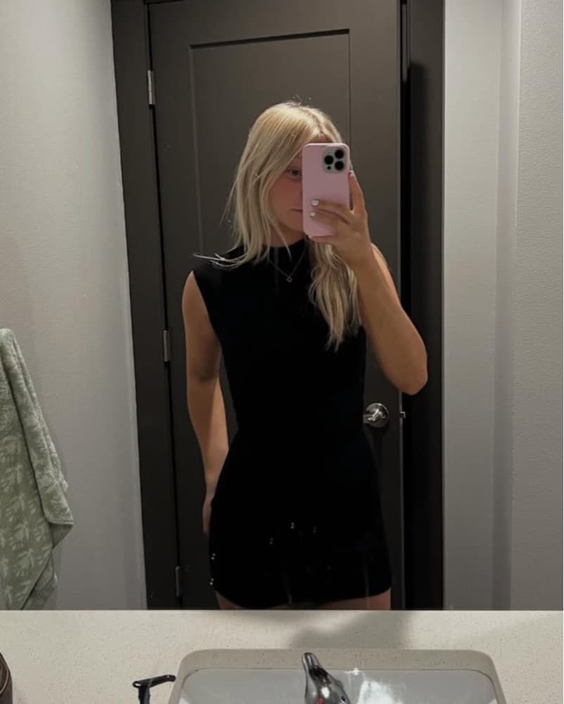 black short high neck dress - Image 2