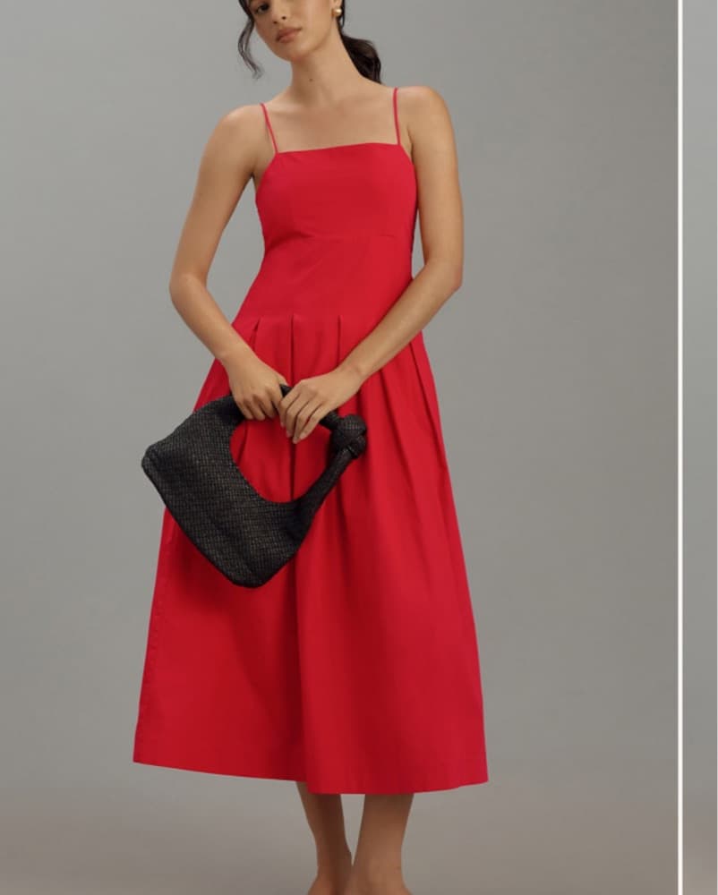 Red Damson Madder Iris Bow Midi Dress - Image 1