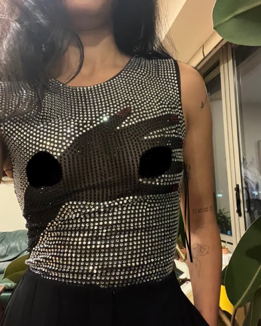 Crystal Mesh Hand Embellished Top - Image 5