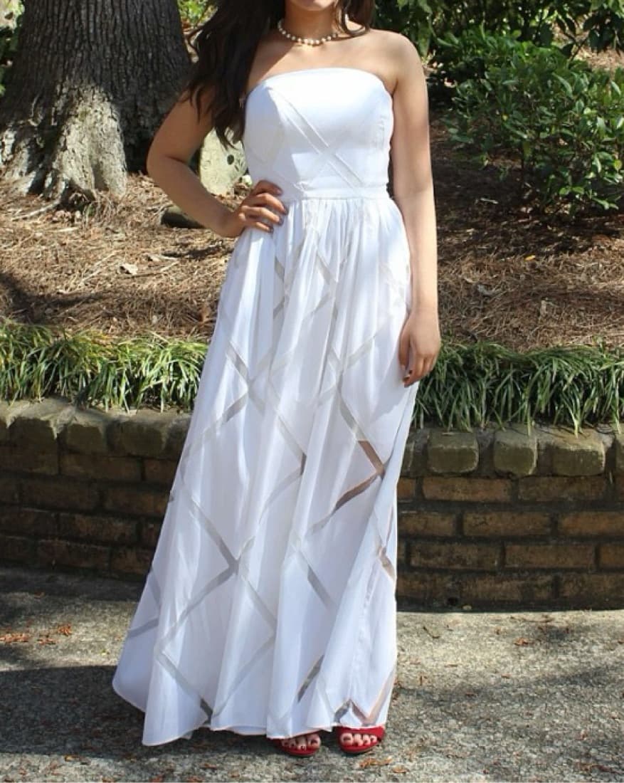 Milly White Criss Cross Lattice Dress - Image 2