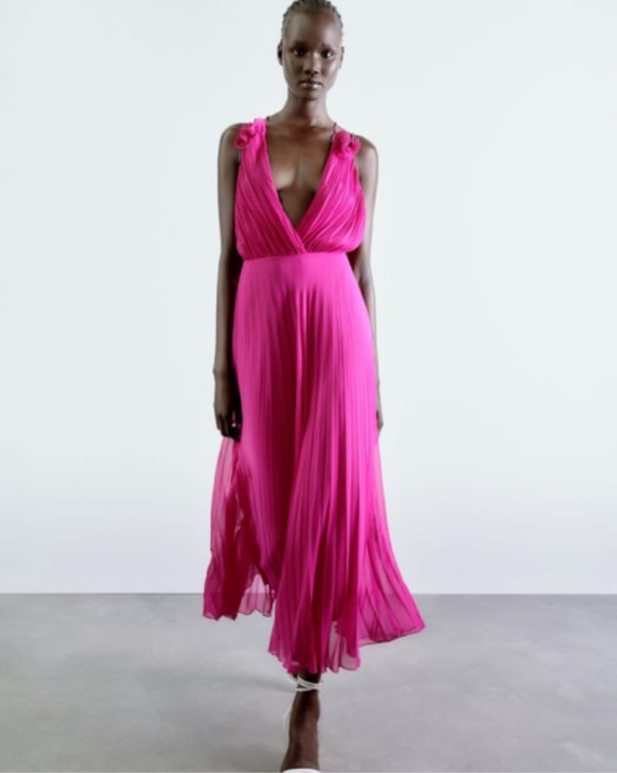Pink Pleated Dress - Image 1