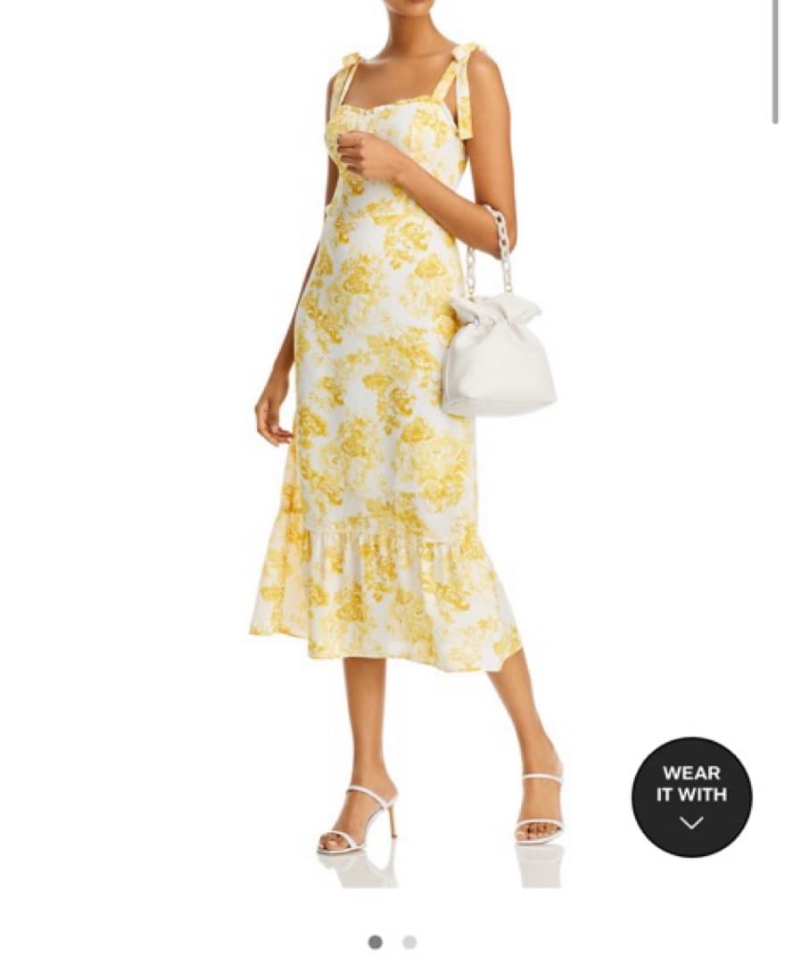 Yellow Toile Floral Midi Dress - Image 4