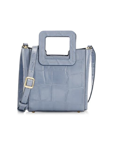 STAUD Mini Shirely Bag - Blue Croc - Image 1