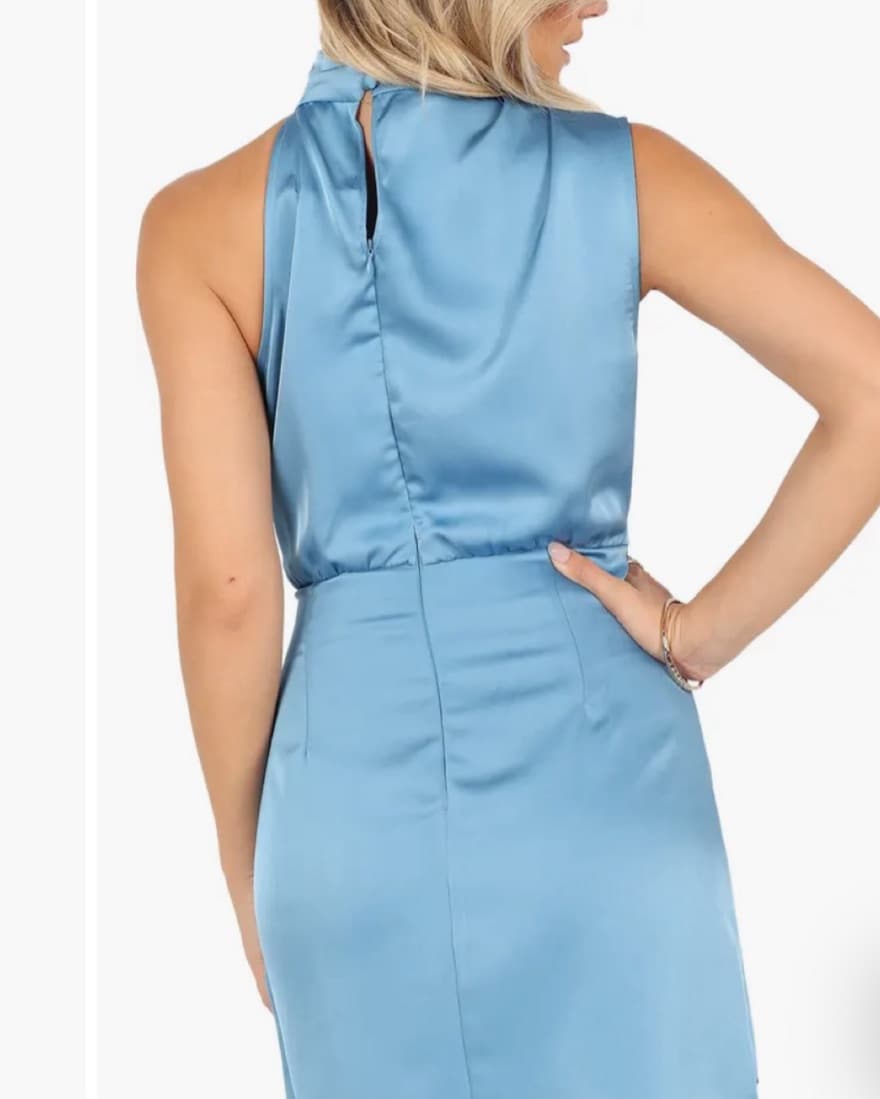 Blue Satin Mini Dress - Image 2