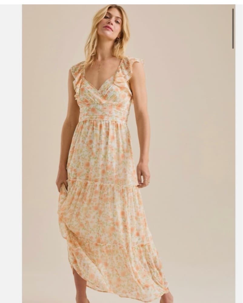 Floral Orange Maxi Dress - Image 1