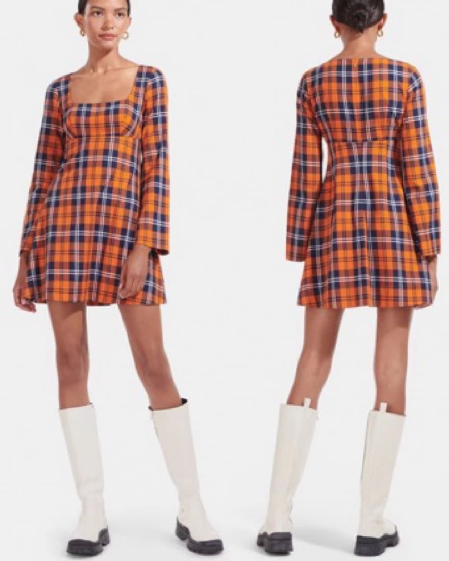 Staud Plaid Mini Dress - Image 1