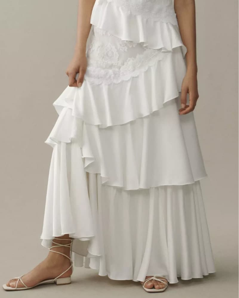 NWT BHLDN V-Neck Tiered Ruffle Lace Sat  - Image 2