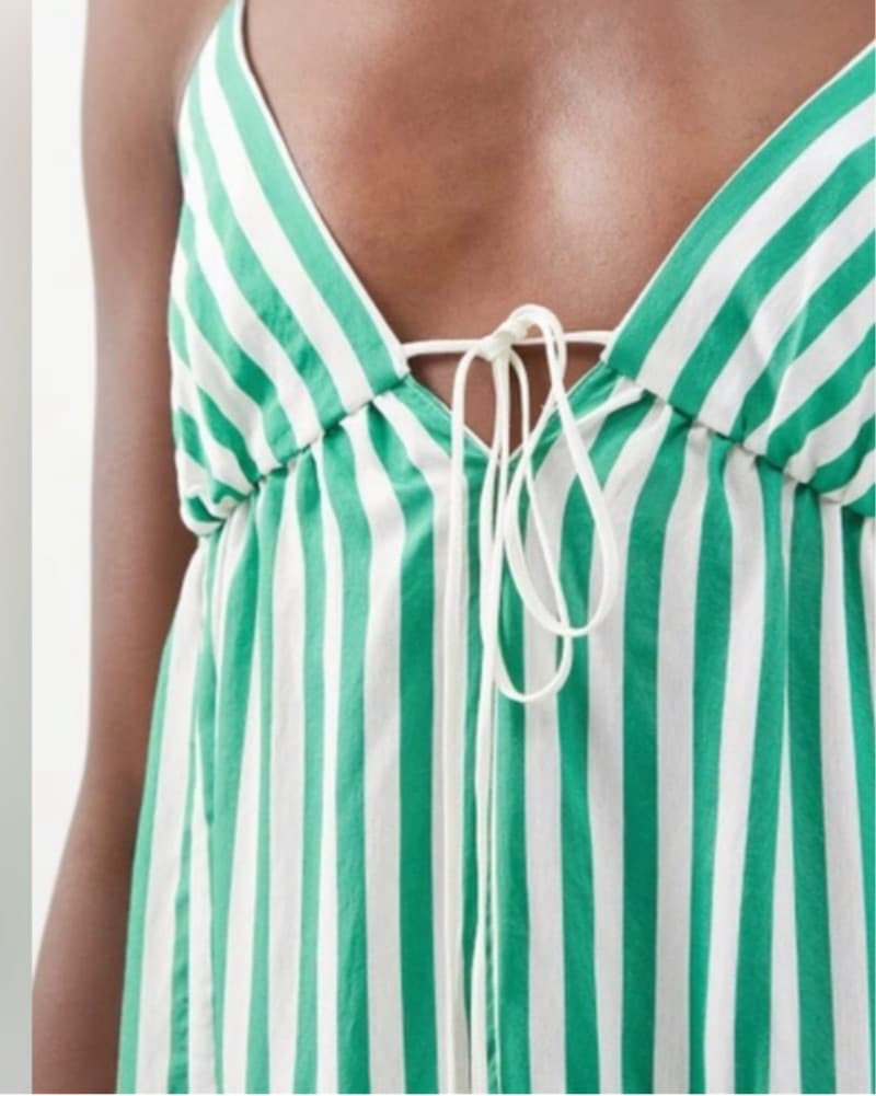 La Ligne Drawstring Cotton Striped Dress - Image 4
