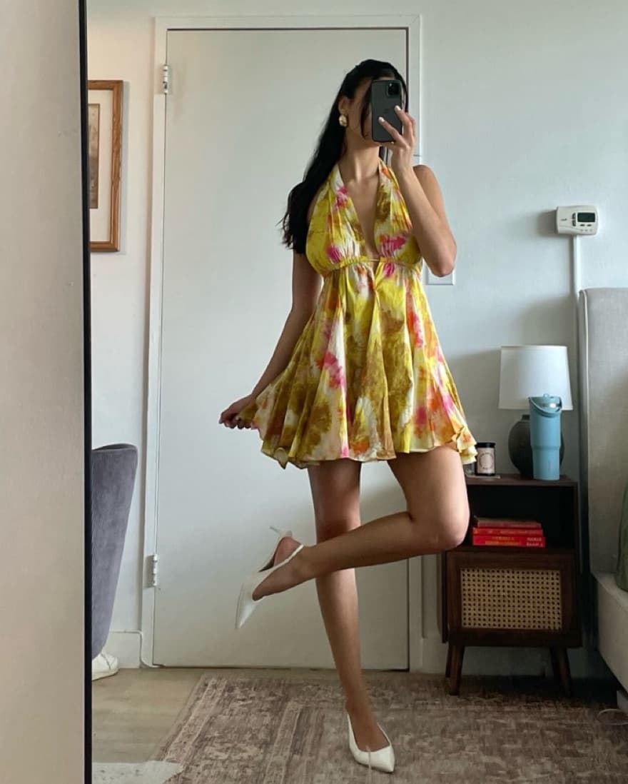 Sunset Tie Dye Halter Neck Mini Dress - Image 1