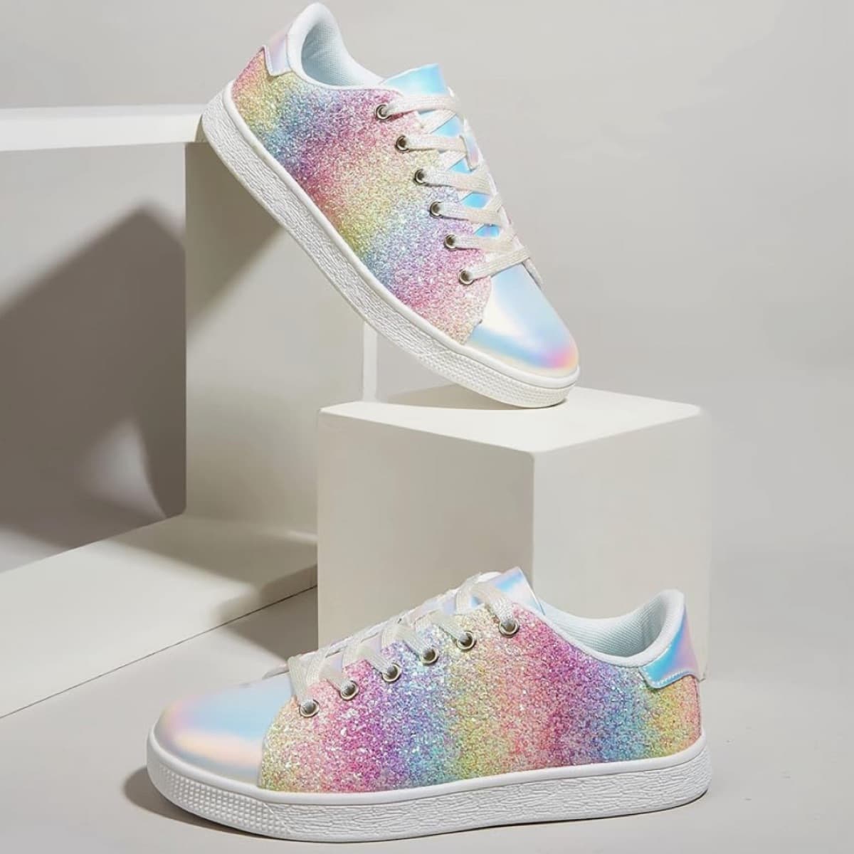 Rainbow Glitter Sparkly Sneakers - Image 2