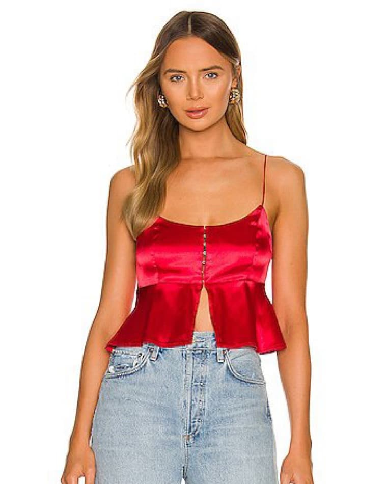 Revolve Red Satin Top - Image 4