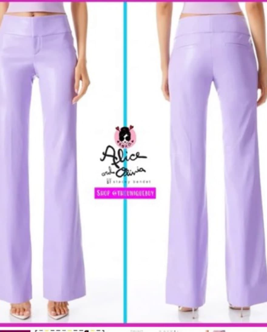 Alice + Olivia Lavendar Leather Pants  - Image 1