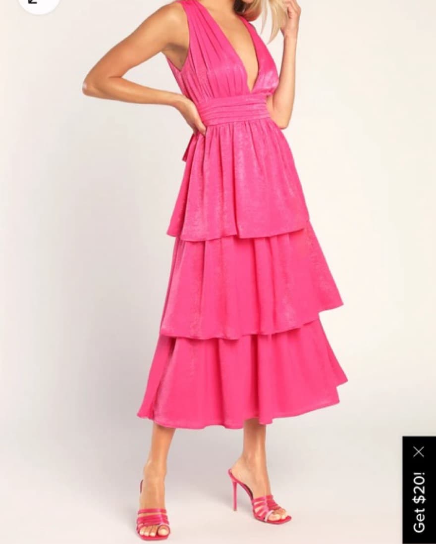 Hot Pink Satin Dress - Image 6