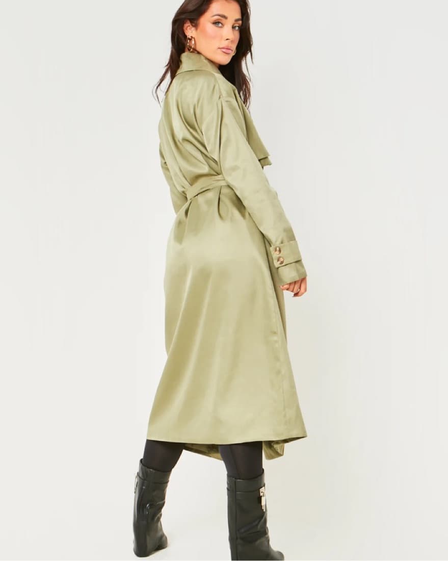Olive Green Trench Coat - Image 2