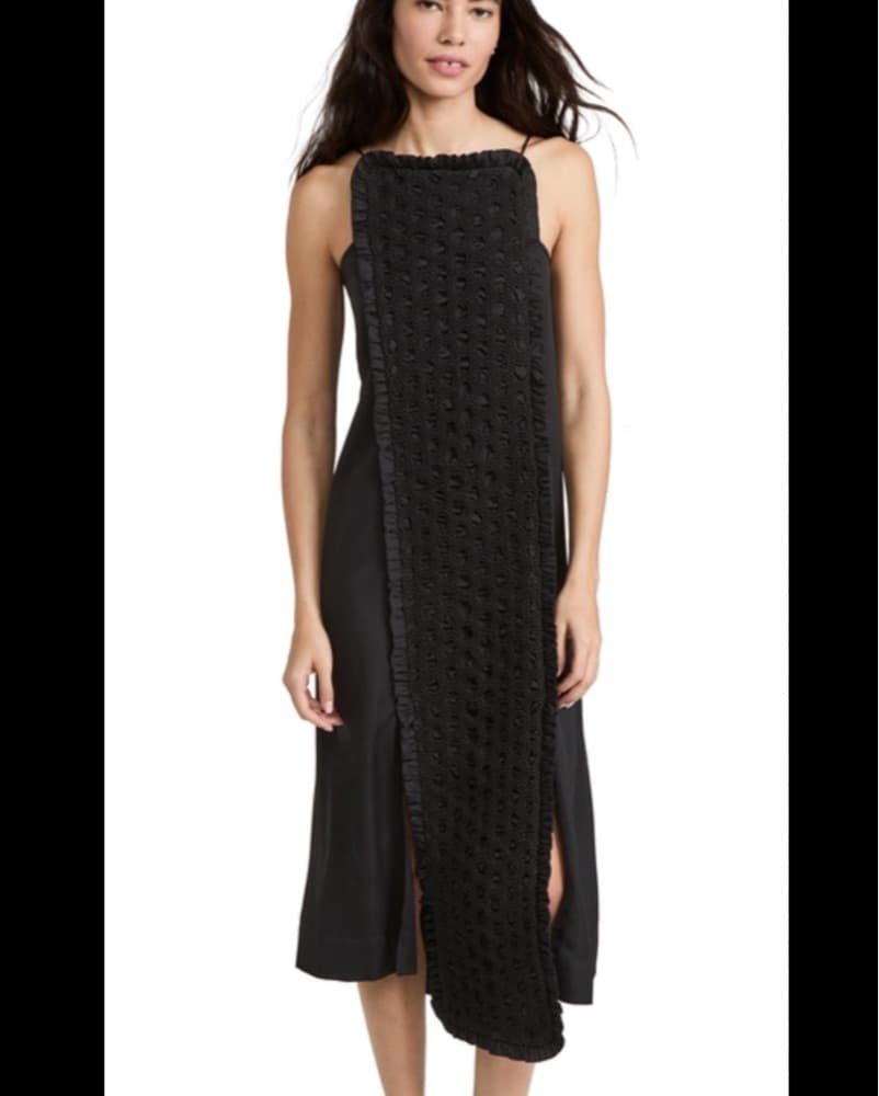 GANNI Cloque-paneled Satin Midi Dress - Image 2