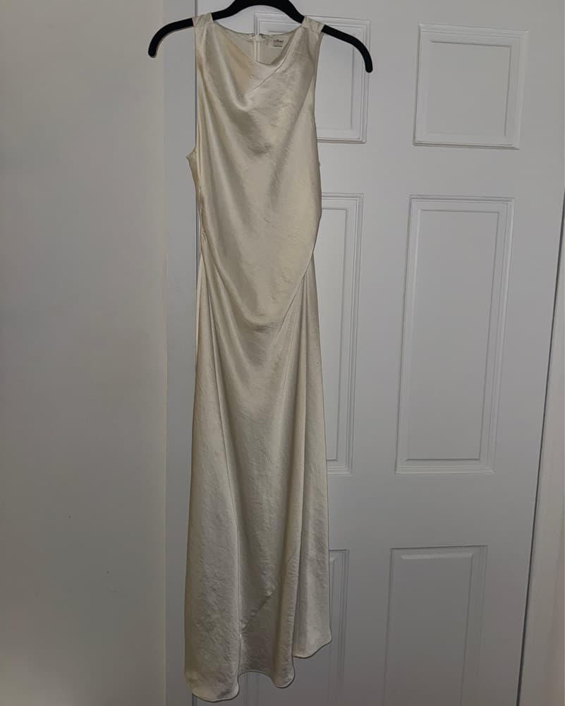 White Aritzia Satin Cowl Neck Dress - Image 1