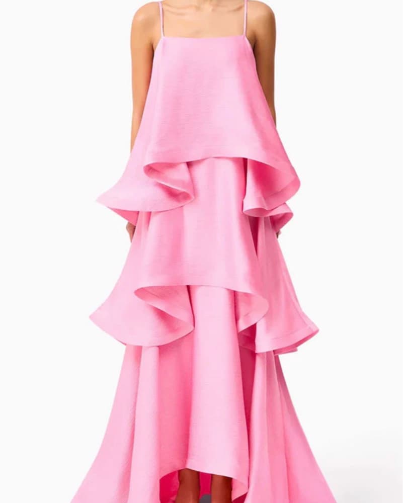 Vibrant Pink Ruffled Maxi Dress - Image 2