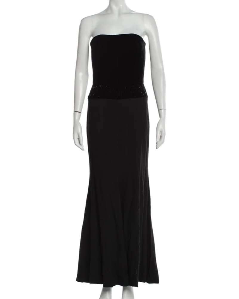 Strapless Black Beaded Gown Vintage  - Image 1