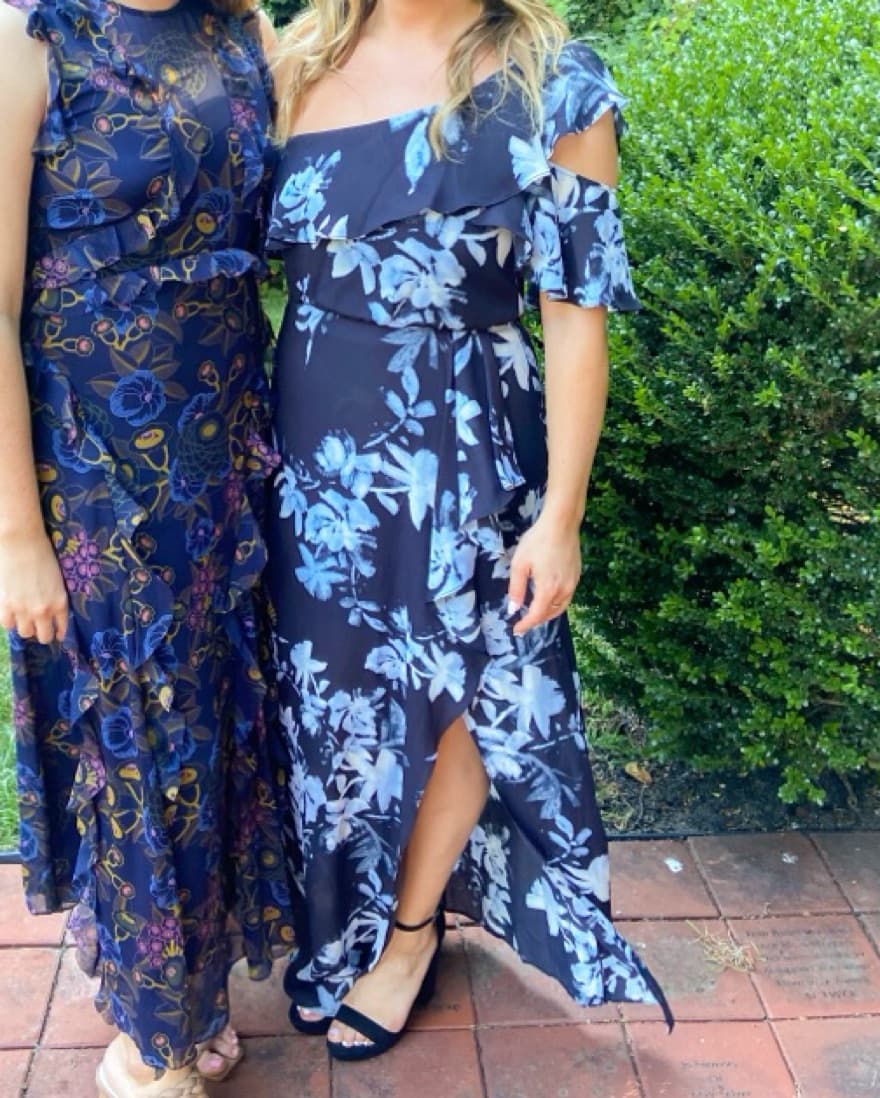 BCBG Maxazria Navy Floral Gown - Image 3